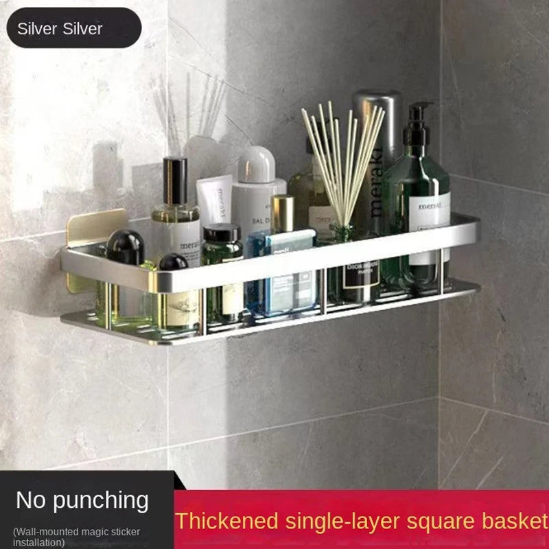No-Drill Wall-Mount Corner Bathroom Shelf