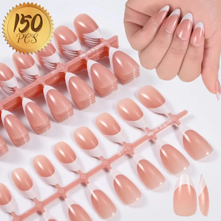 100Pcs Light Pink Press on Nails Short Medium Square Wearable Fake Nails Tips 10 sizes Full Cover False Nails Finger Decoration Makeup art
