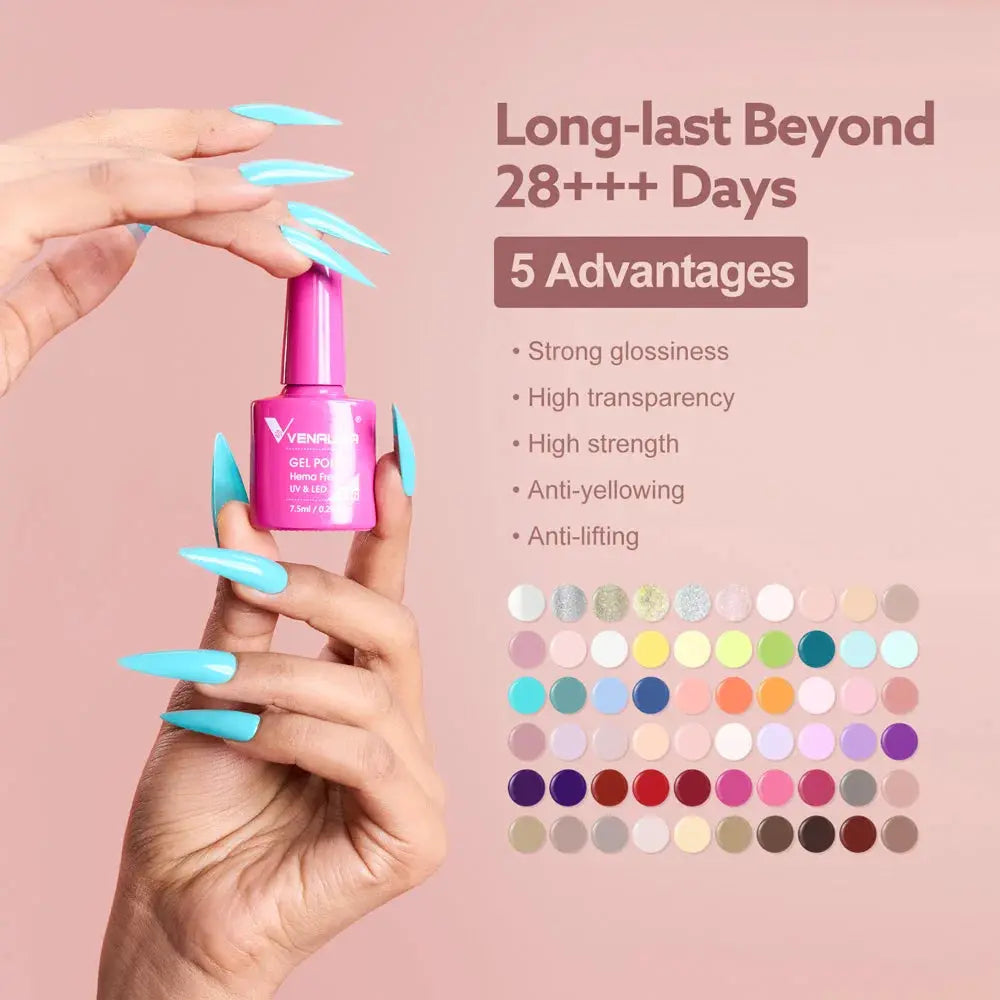 VENALISA 7.5ml Nail Gel Polish VIP5 HEMA Free Semi Permanent Soak off UV LED Nail Gel Varnish Full Coverage Nail Gel Lacquer Makeup art