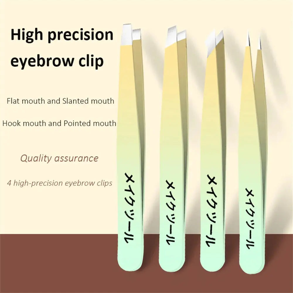 Ouriner Eyebrow Tweezers Set 4 Pcs Stainless Steel Eyebrow Forceps Professional Beauty Tool Set For Facial Hair Inward Growing Makeup art