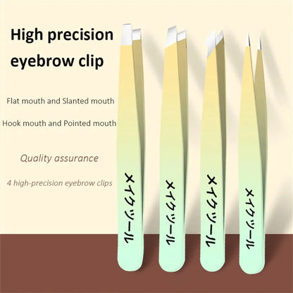 Ouriner Eyebrow Tweezers Set 4 Pcs Stainless Steel Eyebrow Forceps Professional Beauty Tool Set For Facial Hair Inward Growing Makeup art