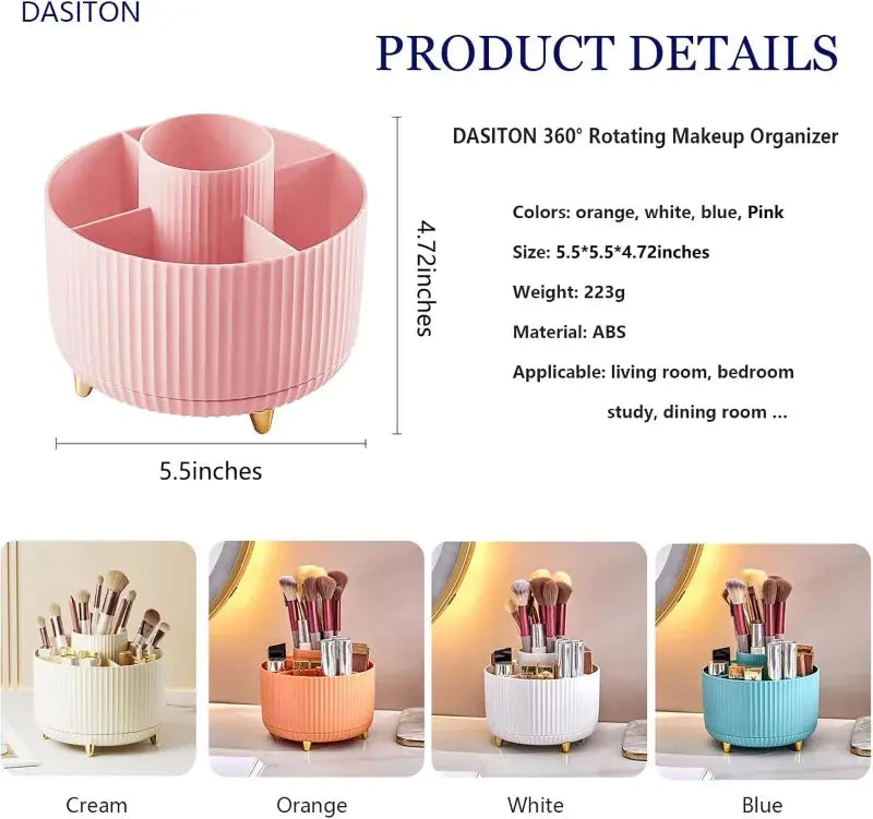 360° Rotating Makeup Tool Storage Box Desktop Organizer Cosmetic Brushes Holder Lipstick Eyebrow Pencil Holder Jewelry Container Makeup art