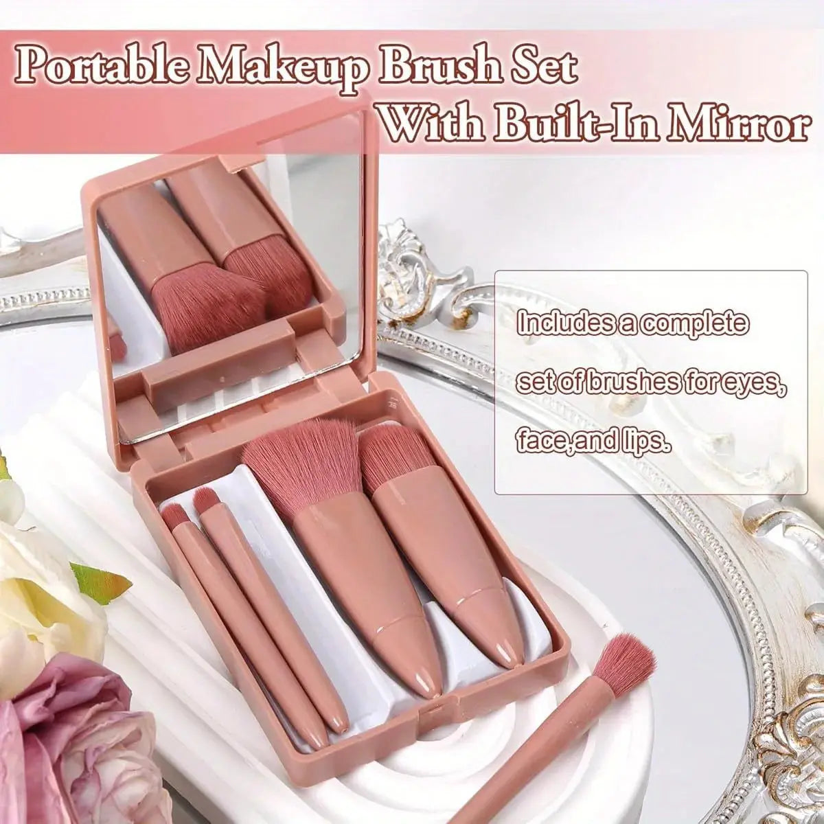 Travel Makeup Brush Set, 5-Piece Professional Mini Makeup Brush Set, Multiple Brush Heads, Compact And Portable, With Storage Bo Makeup art