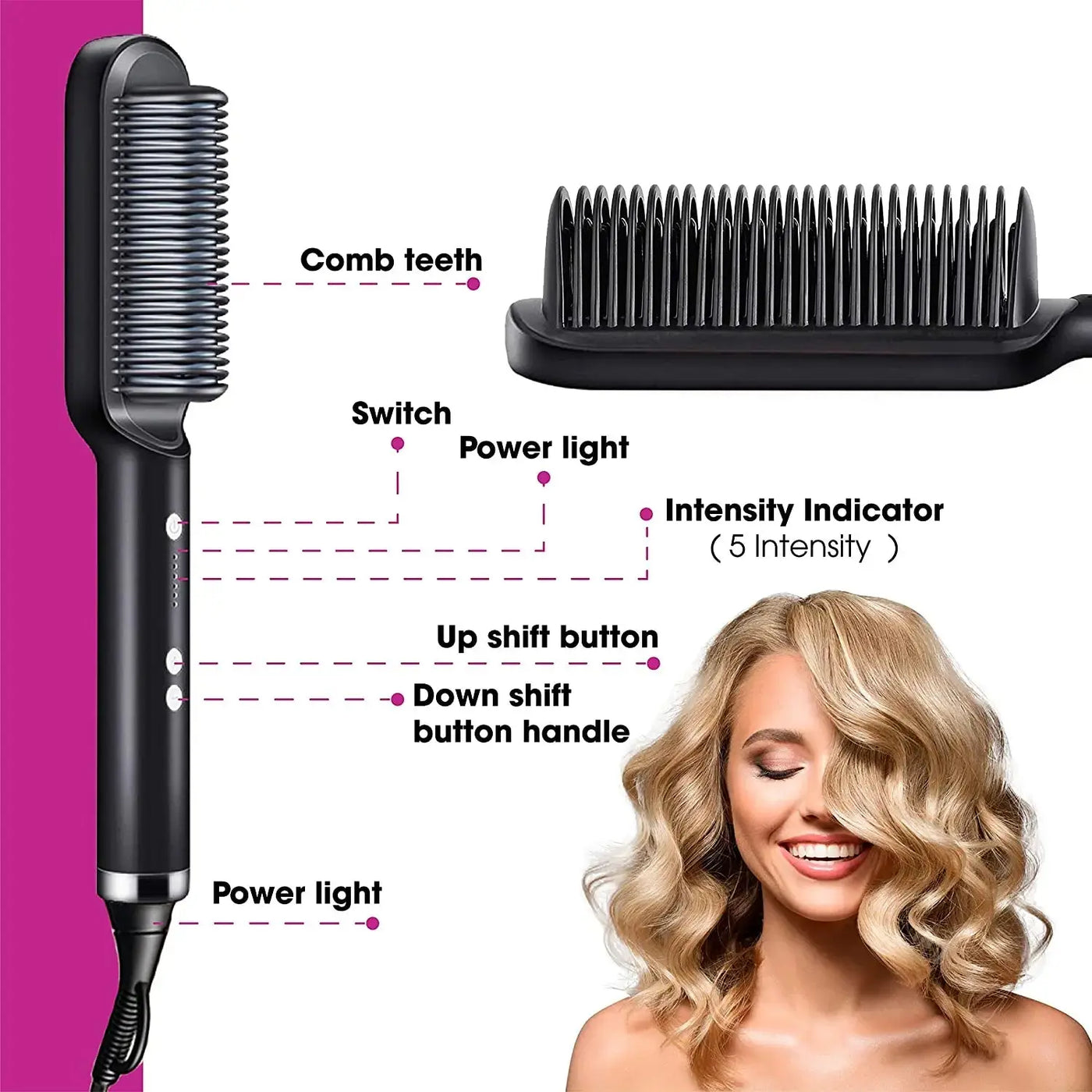 Multifunctional Ionic Hair Straightener Curler Brush Fast Heating Curler Straightener Comb Styler Electric Fast Heating Comb Makeup art