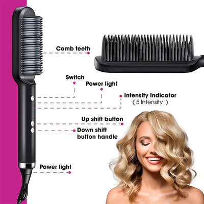 Multifunctional Ionic Hair Straightener Curler Brush Fast Heating Curler Straightener Comb Styler Electric Fast Heating Comb Makeup art