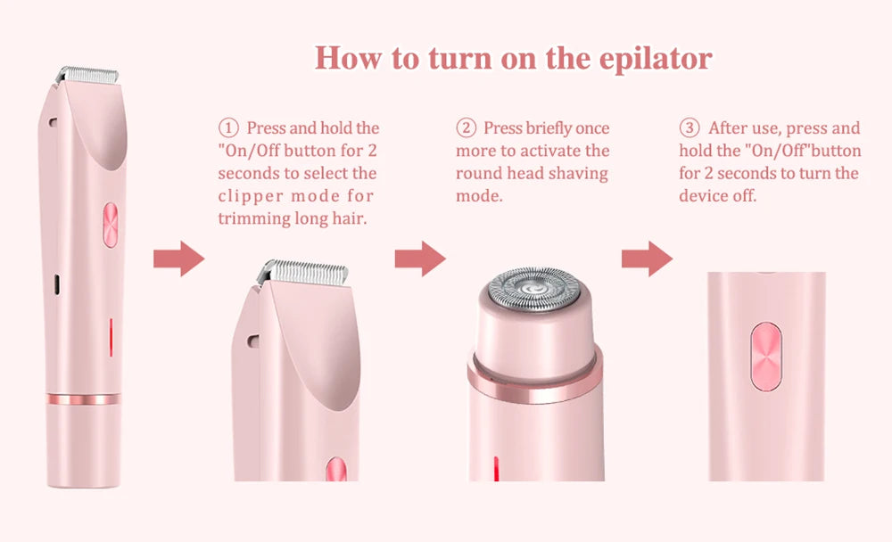 Dual-Head Electric Bikini Trimmer & Body Shaver — Waterproof, Painless, Rechargeable