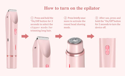 Dual-Head Electric Bikini Trimmer & Body Shaver — Waterproof, Painless, Rechargeable