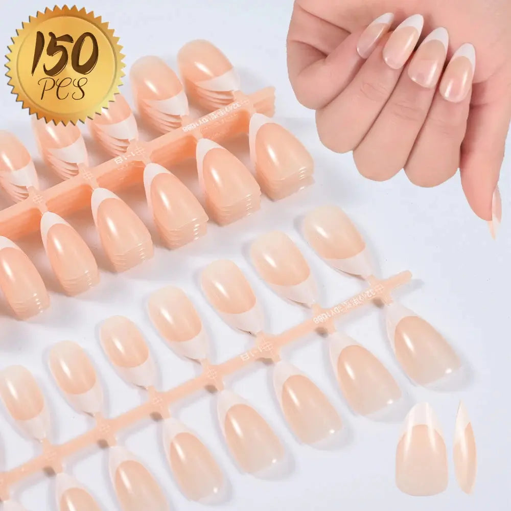 100Pcs Light Pink Press on Nails Short Medium Square Wearable Fake Nails Tips 10 sizes Full Cover False Nails Finger Decoration Makeup art