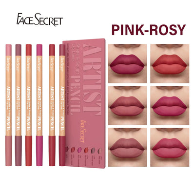 Face Secret Artist Shape Sculpt Lip Liner Pencil Set, Weightless Precise Liner with Super Soft Blendable Texture Matte Soft Makeup art
