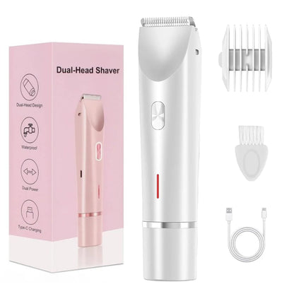 Dual-Head Electric Bikini Trimmer & Body Shaver — Waterproof, Painless, Rechargeable