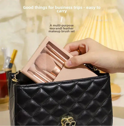 2024 New 5 pieces mirror box with skylight powder brush concealer blush super soft brush boxed mini portable makeup Makeup art