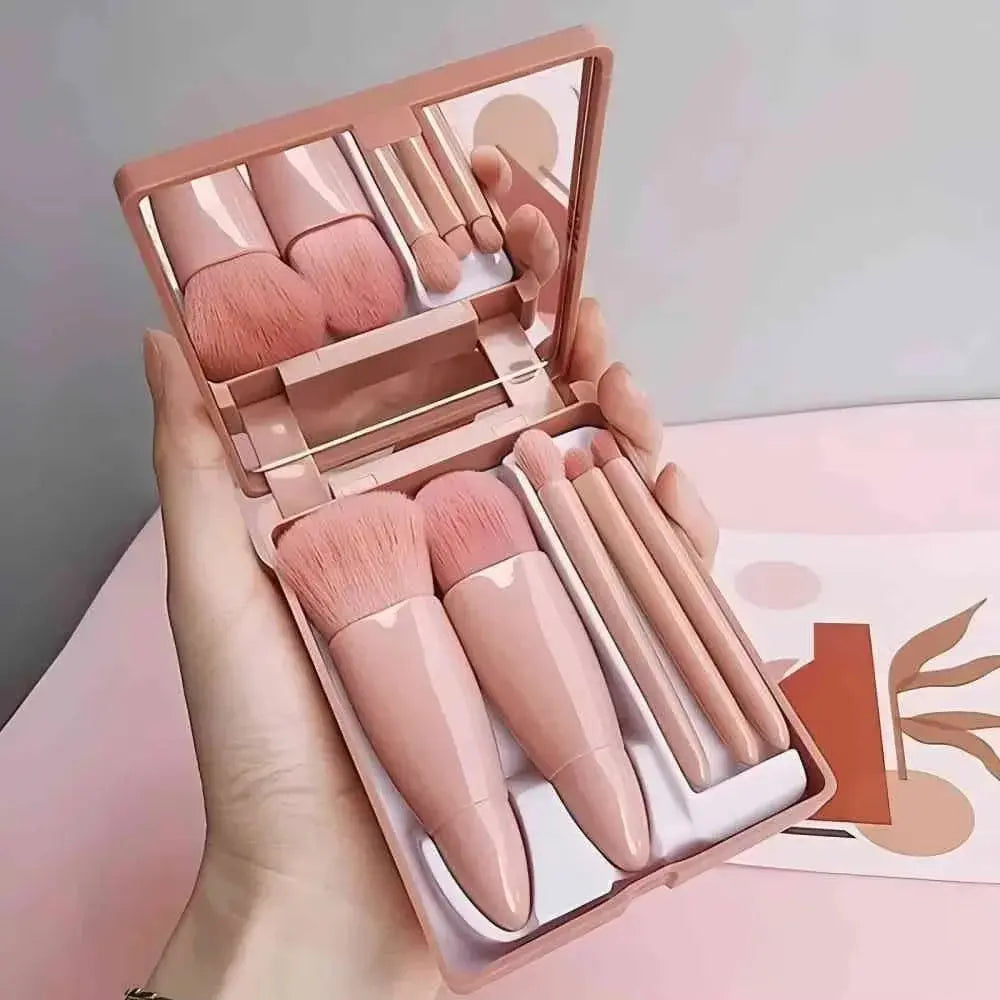 5pcs Travel Size Makeup Brushes Set Mini Makeup Brushes, Small Complete Function Cosmetic Brushes Kit With Case And Mirror5pcs T Makeup art