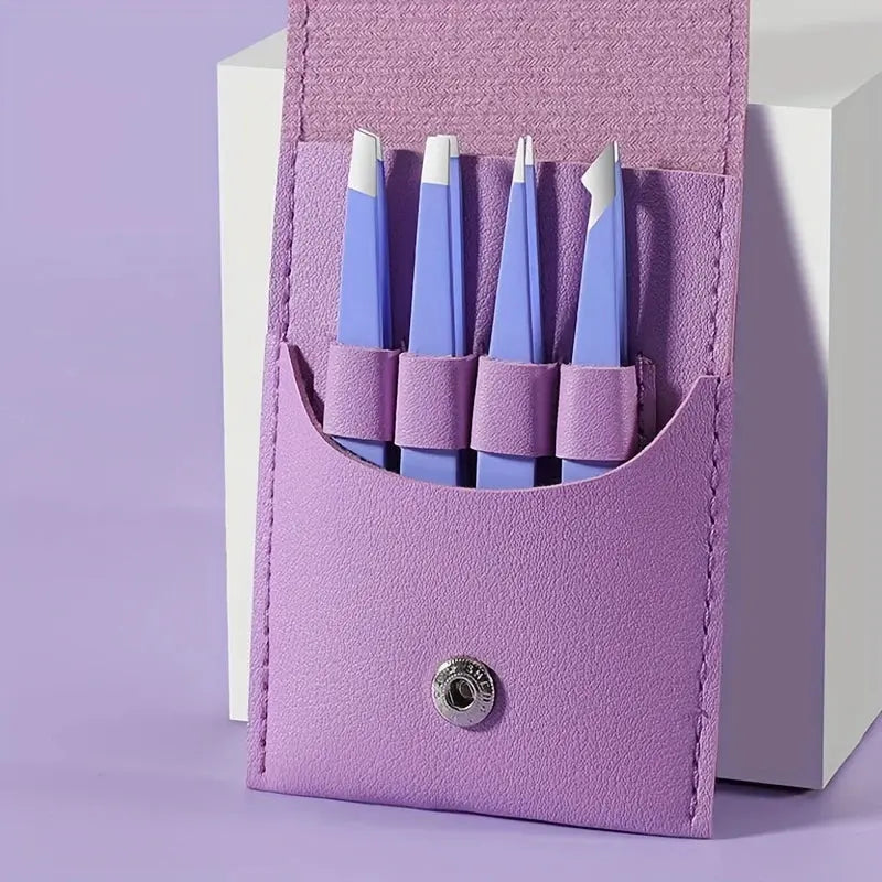 Ouriner Eyebrow Tweezers Set 4 Pcs Stainless Steel Eyebrow Forceps Professional Beauty Tool Set For Facial Hair Inward Growing Makeup art