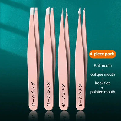 Ouriner Eyebrow Tweezers Set 4 Pcs Stainless Steel Eyebrow Forceps Professional Beauty Tool Set For Facial Hair Inward Growing Makeup art