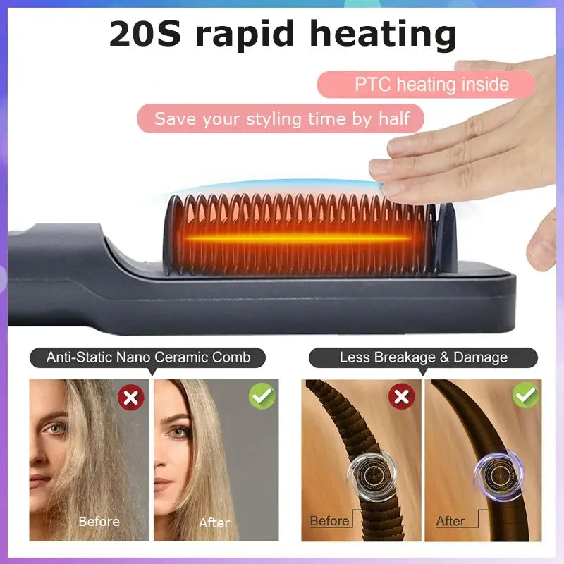 Electric Hot Comb Multifunctional Straight Hair Straightener Comb Negative Ion Anti-Scalding Styling Tool Straightening Brush Makeup art