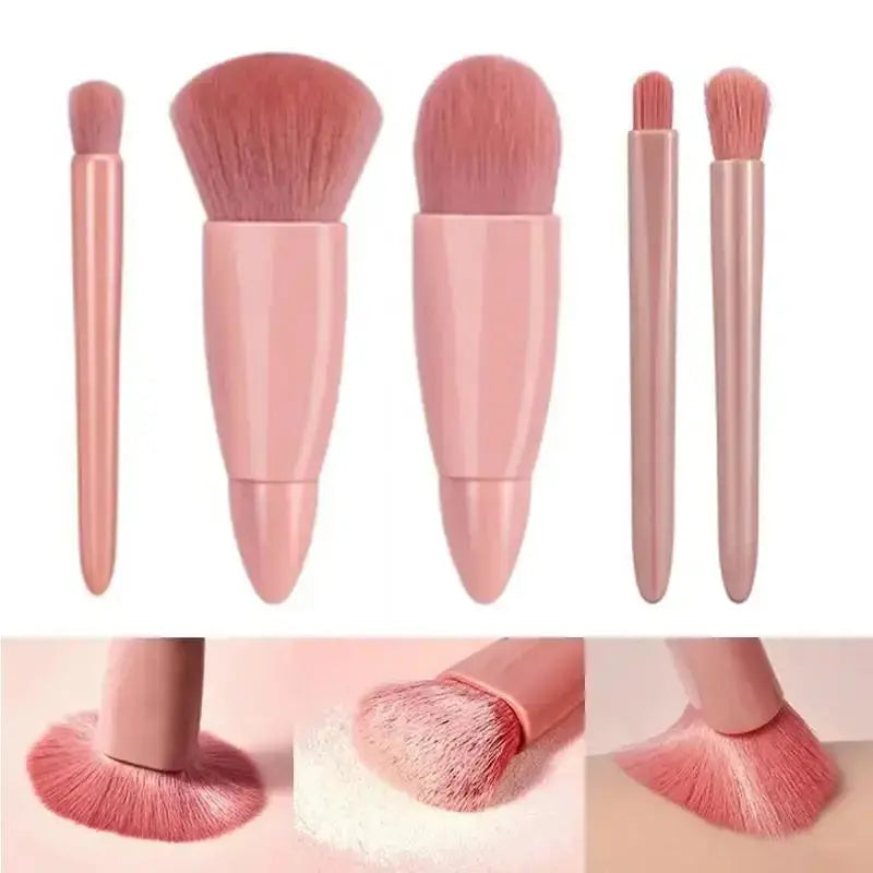5pcs Travel Size Makeup Brushes Set Mini Makeup Brushes, Small Complete Function Cosmetic Brushes Kit With Case And Mirror5pcs T Makeup art