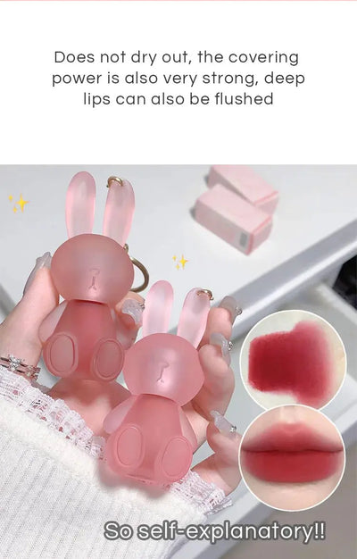 Gege Bear Rabbit Lip Glaze, Matte Velvet Lip Clay Long-lasting Color Non-drying Lipstick Makeup art