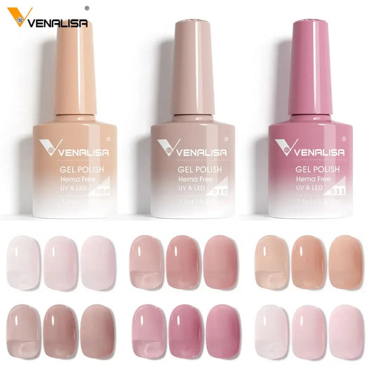 VENALISA 7.5ml Nail Gel Polish VIP5 HEMA Free Semi Permanent Soak off UV LED Nail Gel Varnish Full Coverage Nail Gel Lacquer Makeup art