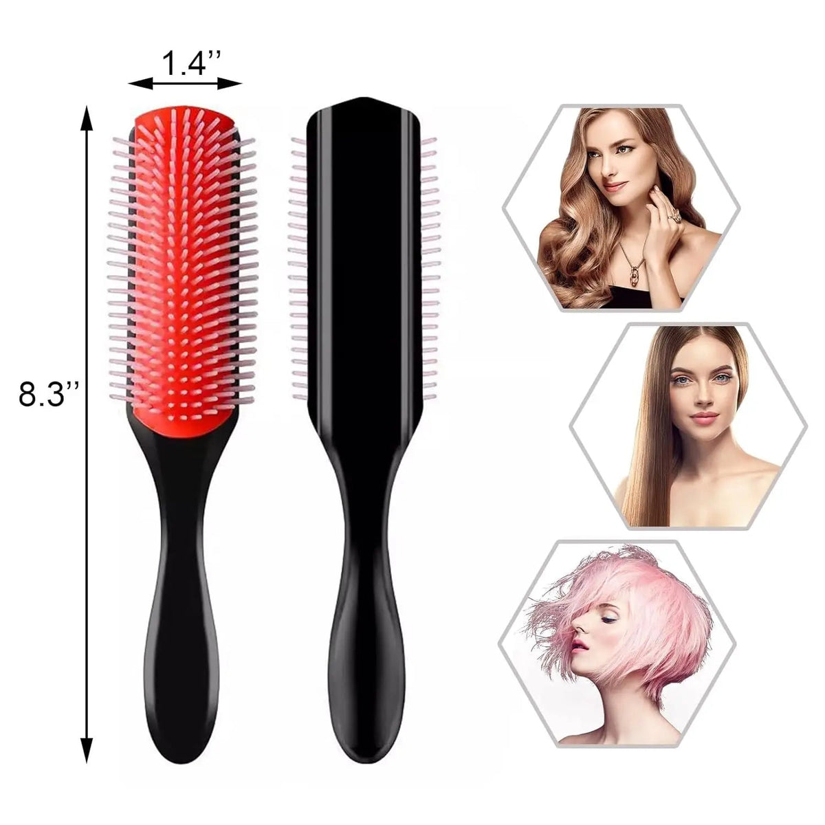 9-Rows Cushion Nylon Bristle Hair Brush Classic Detangling Wet Dry Curly Hair Defining Separating Shaping Styling Tool Makeup art