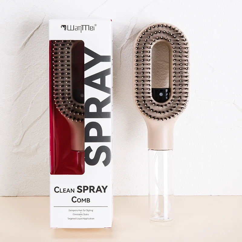 2-in-1 Spray Comb & Scalp Massage Brush | Detangling Hairbrush with Mist Spray Bottle Makeup Art