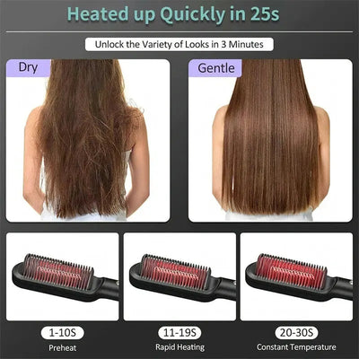 Multifunctional Ionic Hair Straightener Curler Brush Fast Heating Curler Straightener Comb Styler Electric Fast Heating Comb Makeup art