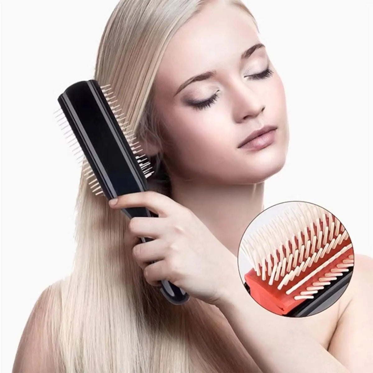 9-Rows Cushion Nylon Bristle Hair Brush Classic Detangling Wet Dry Curly Hair Defining Separating Shaping Styling Tool Makeup art