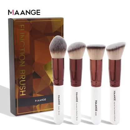 MAANGE 4Pcs Makeup Brushes with Case Foundation Concealer Powder Makeup Brush Soft Dense Bristles Big Cosmetic Brushes Beauty Makeup art