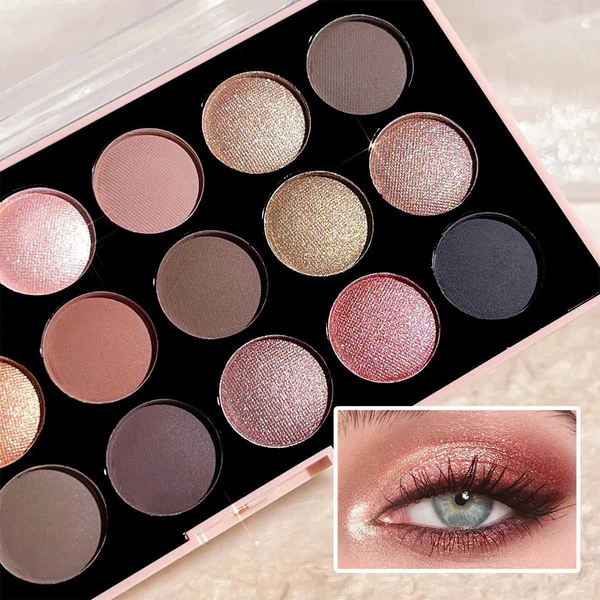 18-Color Eyeshadow Palette – Pearlescent, Matte, Fine Shimmer, Glitter, Earth Tones, Long-Lasting, High-Performance Makeup art