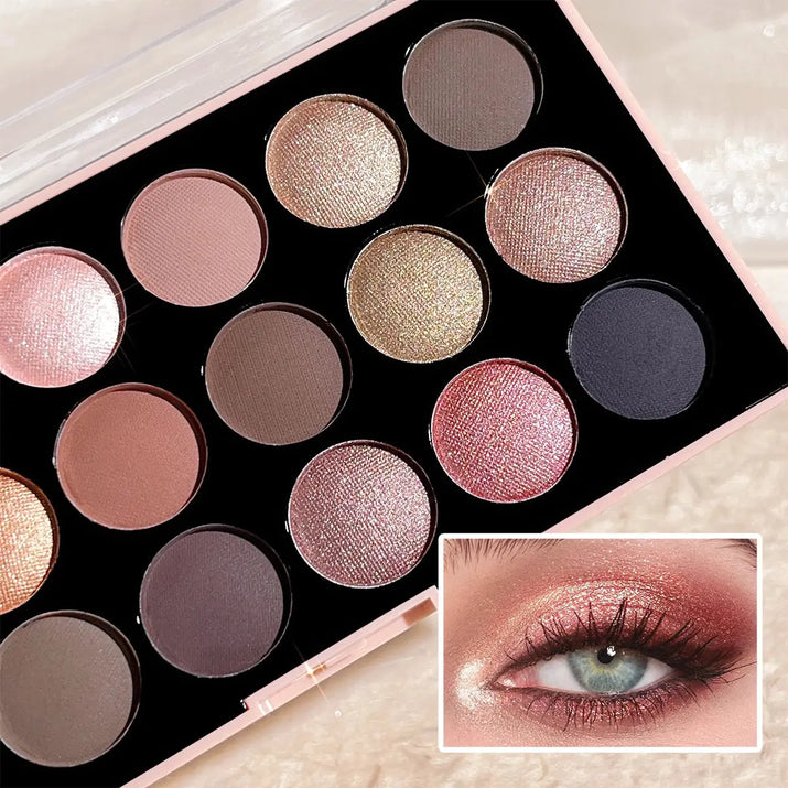 18-Color Eyeshadow Palette – Pearlescent, Matte, Fine Shimmer, Glitter, Earth Tones, Long-Lasting, High-Performance Makeup art