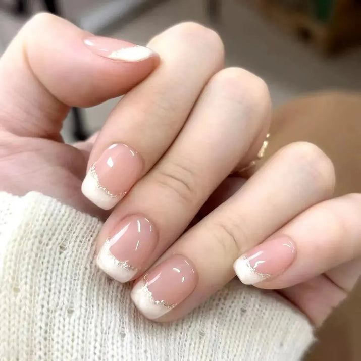 24Pcs French Fake Nails Wearable Burgundy Red Nails Simple Press on False Nails with Glue Short Square Full Cover Manicure Tip Makeup art