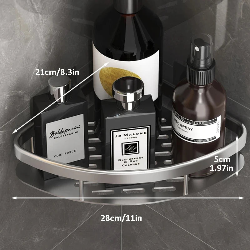 No-Drill Wall-Mount Corner Bathroom Shelf