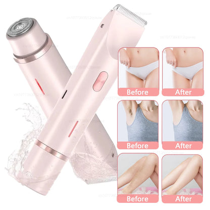 Dual-Head Electric Bikini Trimmer & Body Shaver — Waterproof, Painless, Rechargeable