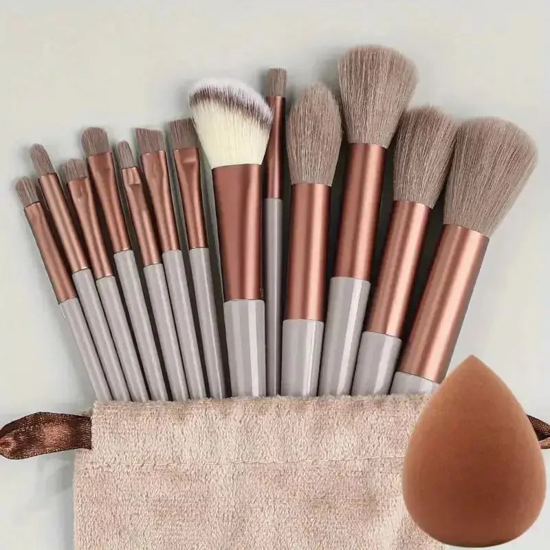13pcs Premium Synthetic Nylon Bristle Makeup Brush Set - Soft, Gentle, and Cruelty-Free for Flawless Foundation, Blush, Powder, Makeup art