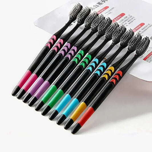 Soft Bristle Bamboo Charcoal Toothbrush – 10 Pack