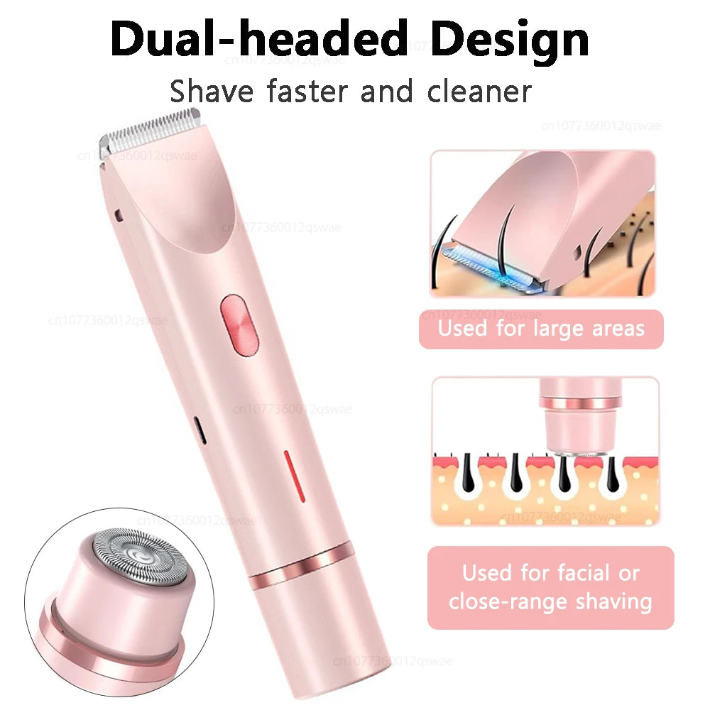 Dual-Head Electric Bikini Trimmer & Body Shaver — Waterproof, Painless, Rechargeable