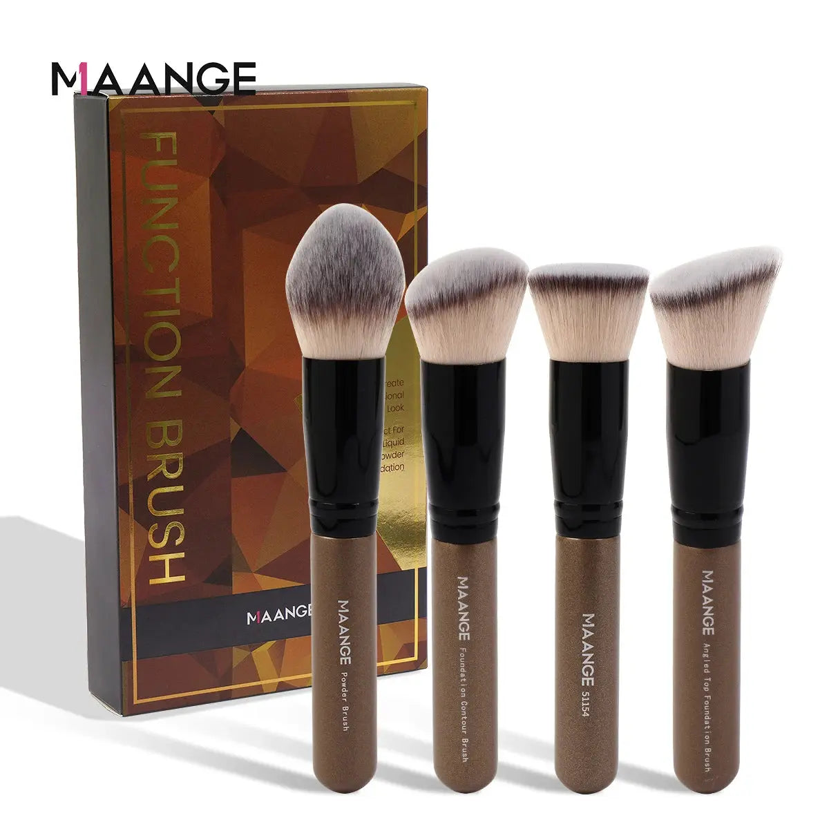 MAANGE 4Pcs Makeup Brushes with Case Foundation Concealer Powder Makeup Brush Soft Dense Bristles Big Cosmetic Brushes Beauty Makeup art