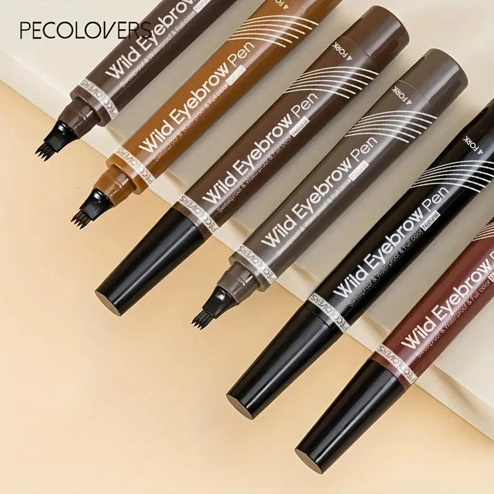 6 Colors 1pc Eyebrow Pen Waterproof 4 Split Tip Eyebrows Pen Eyebrow Tattoo Pen Waterproof Liquid Black Eyebrow Makeup Pencil Makeup art