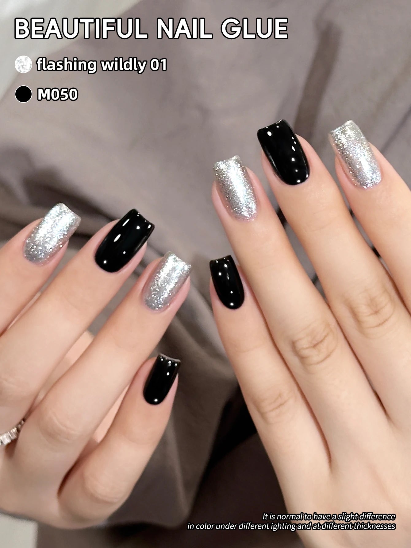2-Color Glitter Gel Nail Polish – Sparkle & Solid Set