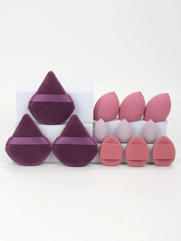 12-Piece All-Purpose Makeup Sponge Set, Made of 3 Loose Powder Puffs, 3 Mini Air Cushion Puffs, 3 Beauty Eggs and 3 Mini Beauty Makeup art