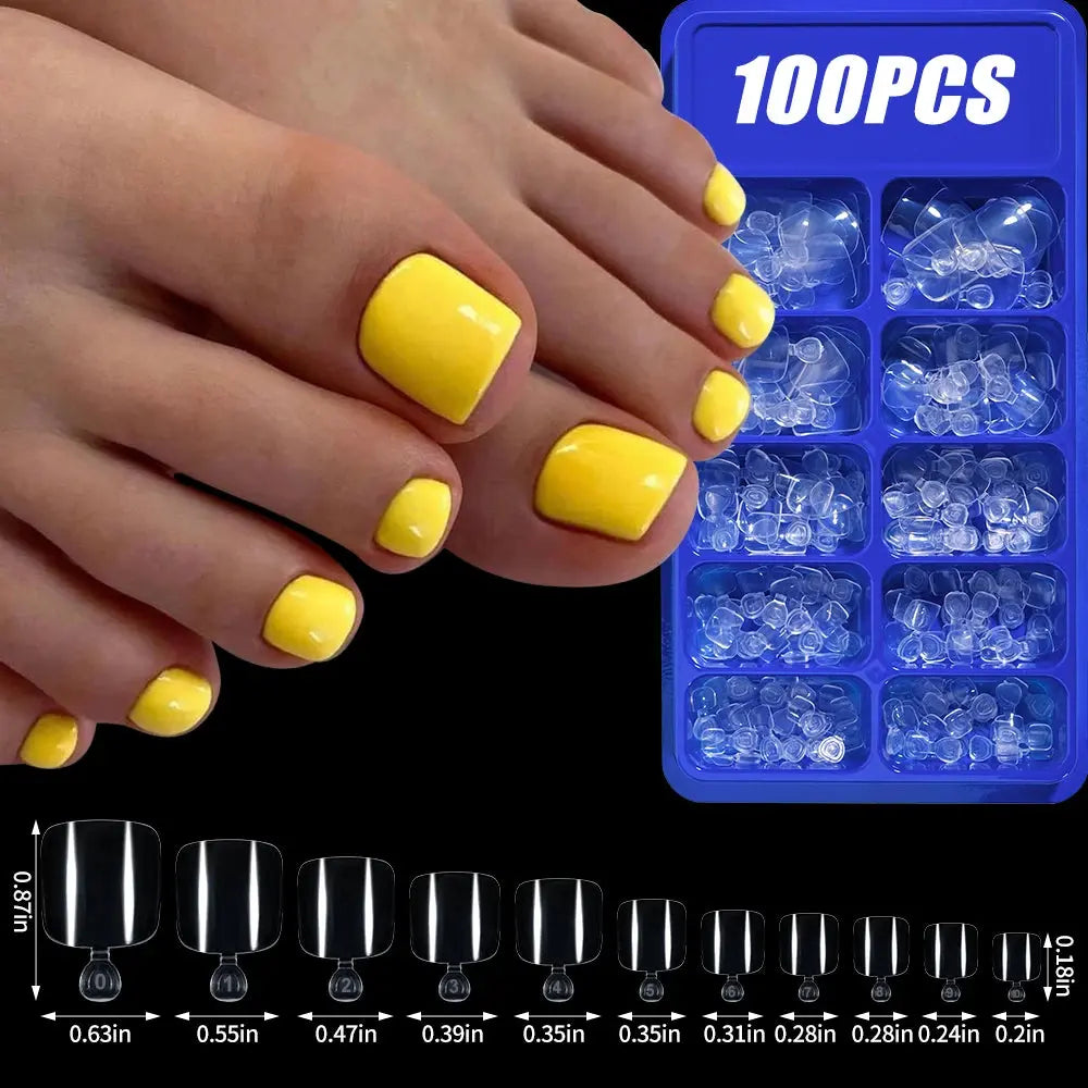 100Pcs Light Pink Press on Nails Short Medium Square Wearable Fake Nails Tips 10 sizes Full Cover False Nails Finger Decoration Makeup art