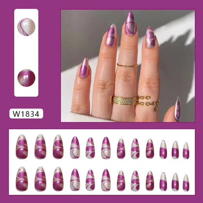 Sweet Sweetheart 24 Pcs Press on Nails Pink Gradient Fake Nails Glossy Artificial Finger Manicure Reusable False Nails for Women Makeup art