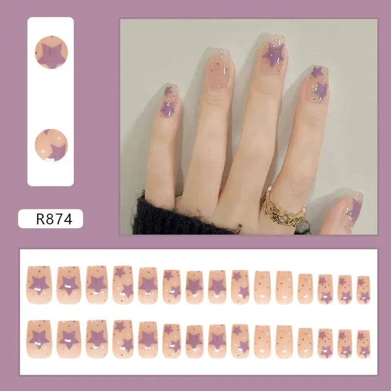 Sweet Sweetheart 24 Pcs Press on Nails Pink Gradient Fake Nails Glossy Artificial Finger Manicure Reusable False Nails for Women Makeup art