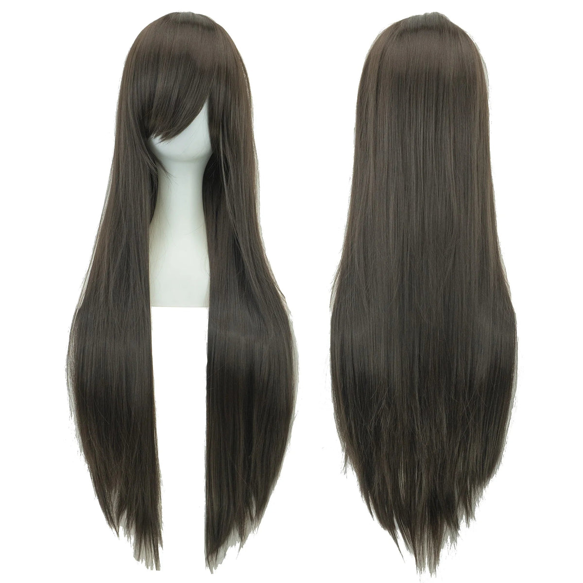 Soowee 80cm Long Synthetic Hair White Purple Cosplay Wigs Party Black Hair Straight Wig Hairpiece for Women Makeup art