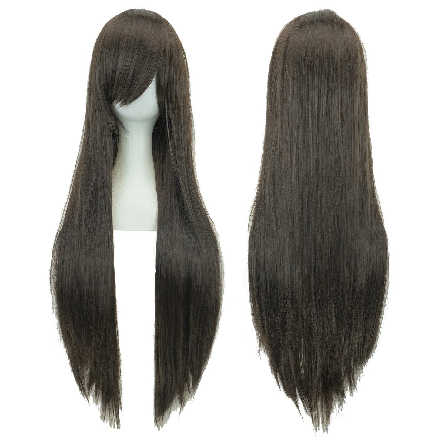 Soowee 80cm Long Synthetic Hair White Purple Cosplay Wigs Party Black Hair Straight Wig Hairpiece for Women Makeup art
