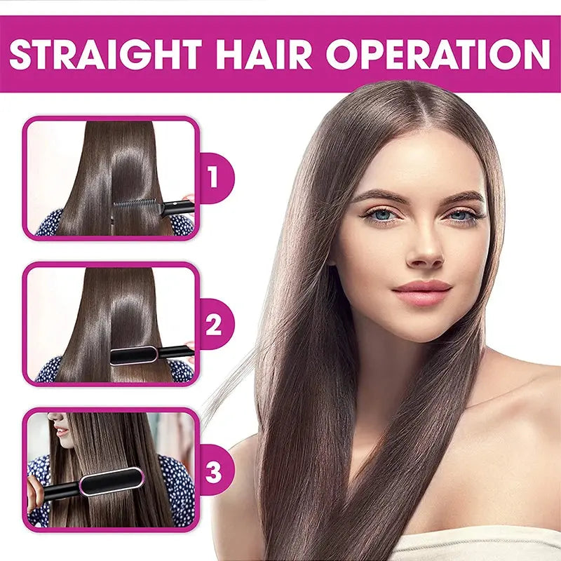 Multifunctional Ionic Hair Straightener Curler Brush Fast Heating Curler Straightener Comb Styler Electric Fast Heating Comb Makeup art