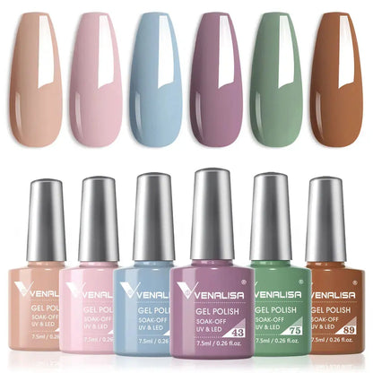 VENALISA 7.5ml Nail Gel Polish VIP5 HEMA Free Semi Permanent Soak off UV LED Nail Gel Varnish Full Coverage Nail Gel Lacquer Makeup art