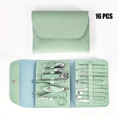 16pcs Professional Nail Clippers and Cuticle Nippers Set with Travel Case Manicure Set Pedicure Sets Nail Clippers Makeup art