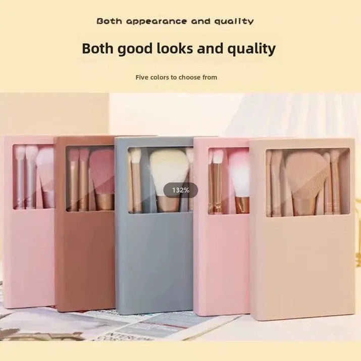 2024 New 5 pieces mirror box with skylight powder brush concealer blush super soft brush boxed mini portable makeup Makeup art
