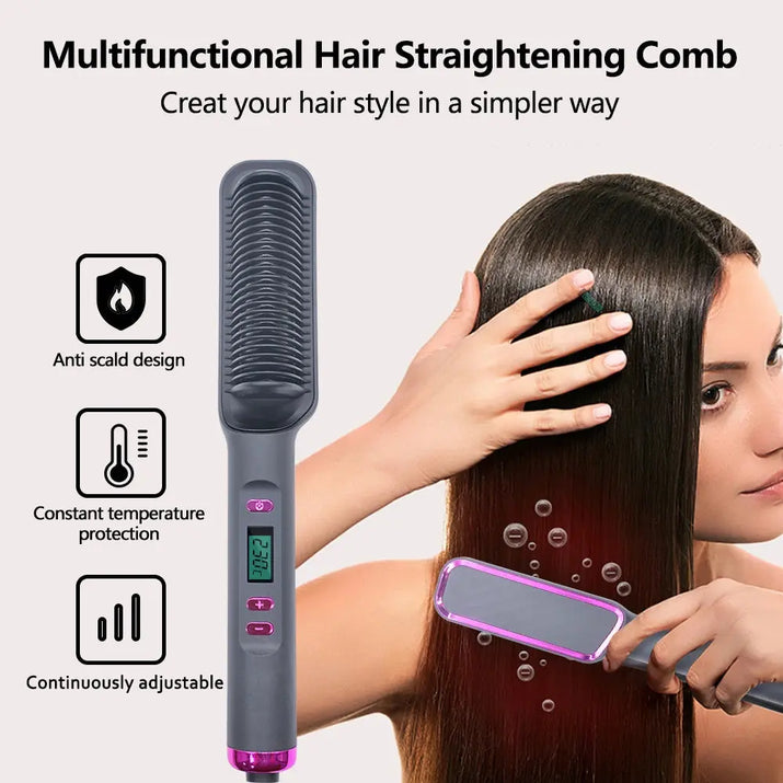 Electric Hot Comb Multifunctional Straight Hair Straightener Comb Negative Ion Anti-Scalding Styling Tool Straightening Brush Makeup art