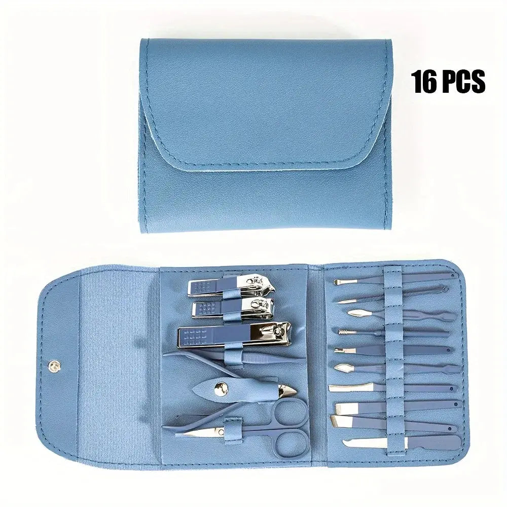 16pcs Professional Nail Clippers and Cuticle Nippers Set with Travel Case Manicure Set Pedicure Sets Nail Clippers Makeup art